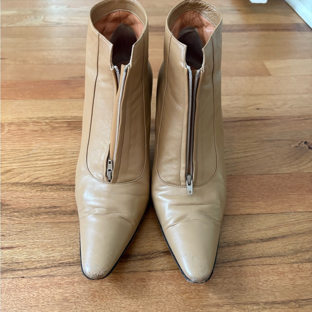 Mario Valentino Tan Ankle Booties with Pointed Toe